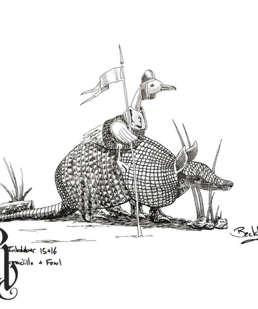 Armadillo and Fowl Original Drawing (oarmfow)