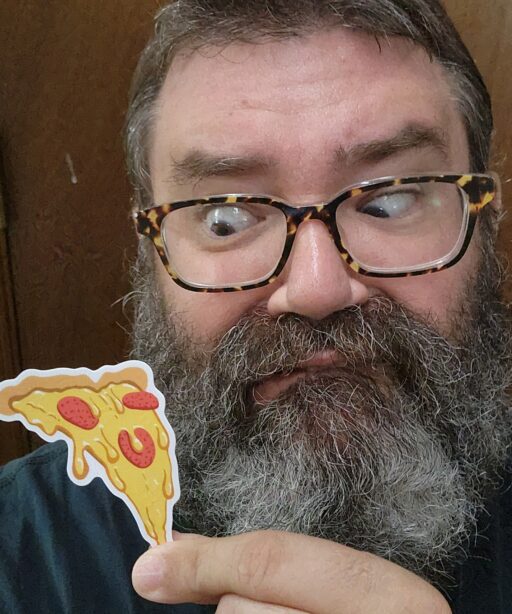 Cheesy slice of pizza weatherproof vinyl sticker