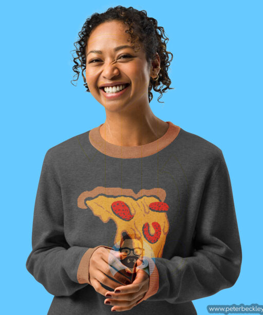 Pizza Knitted crew neck sweater
