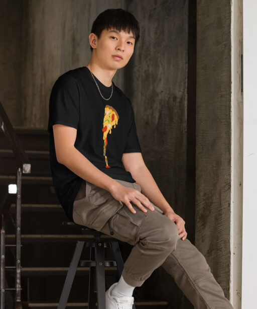 Alternative view of Long Cheesy Pizza Short-Sleeve T-Shirt